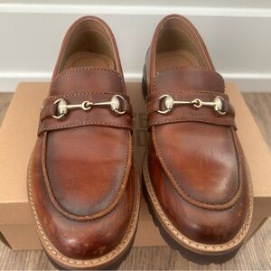 Steve Madden Boys Brown Leather Loafers with Silver Accents (size 3)